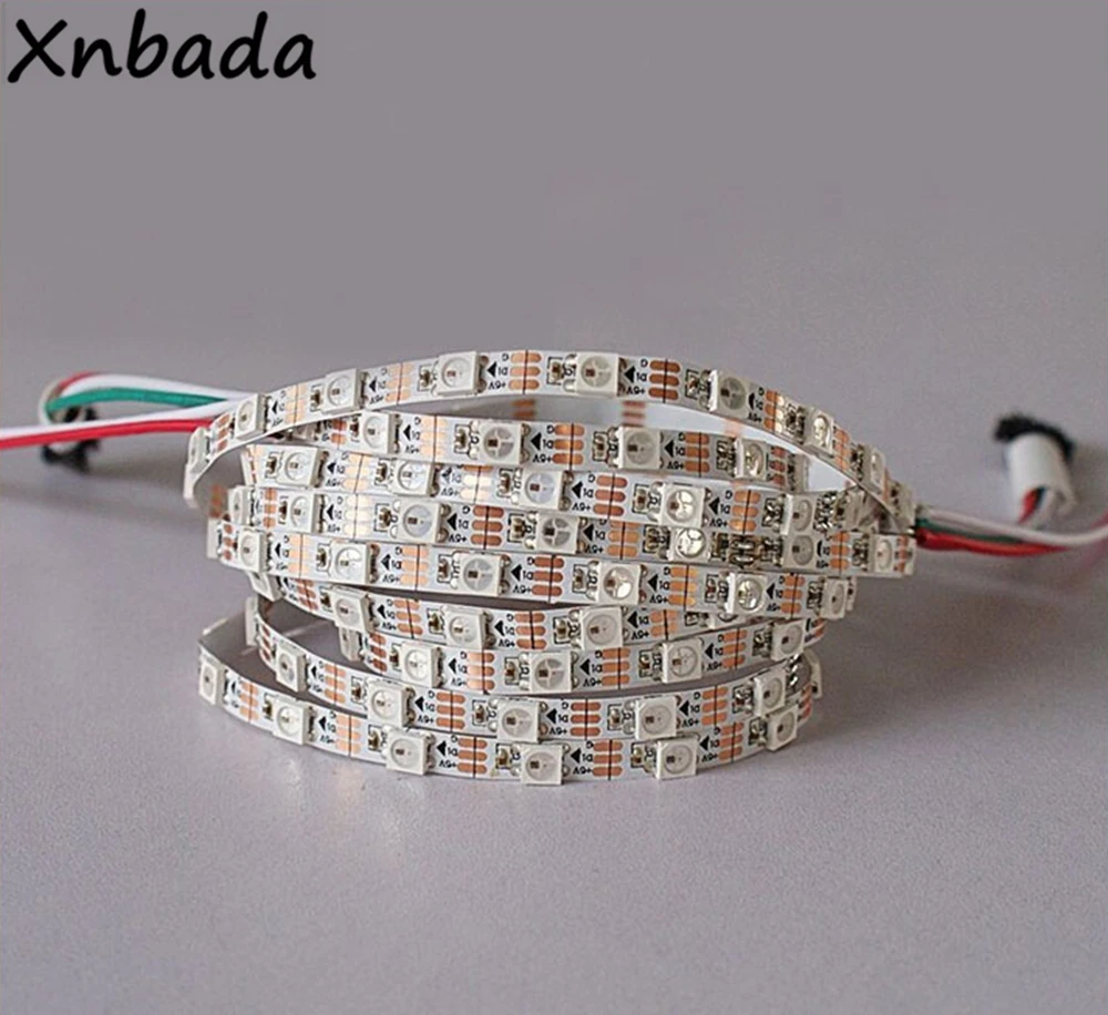 

Led Strip WS2812B WS2812 5mm RGB Led Strip Light,60Led/m Withe PCB Pixels/Leds/m Smart Led Pixel Strip Non Waterproof IP30 DC5V