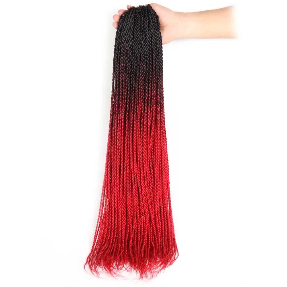 SAMBRAID Сенегальские вьющиеся волосы вязанные пряди Омбре синтетические плетеные волосы для наращивания 14 цветов 24 дюйма 30 корней/упаковка - Цвет: #1