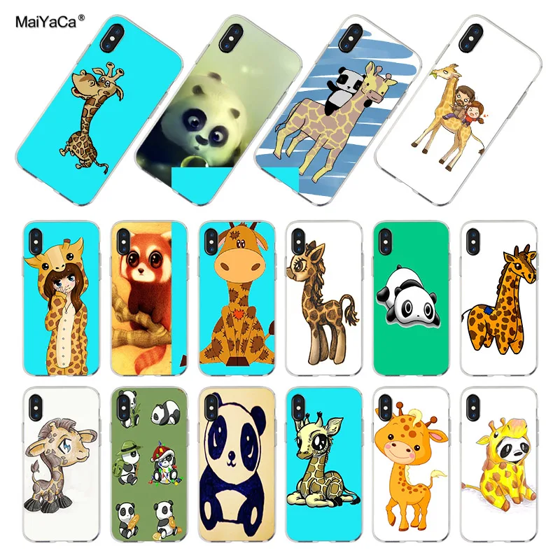 Мягкий чехол для мобильного телефона MaiYaCa Best Friends с изображением панды на жирафе