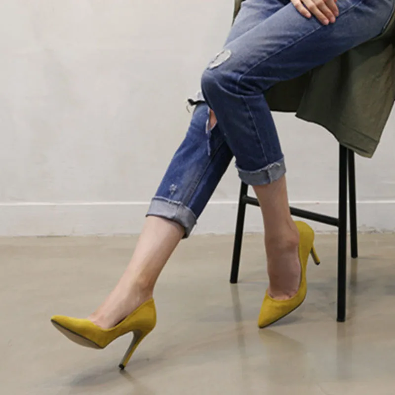 Women Pumps High Heels Shoes Pointed Toe Brand Woman Wedding Shoes Spring Summer Thin Heels Office Lady Dress Shoes Plus Size