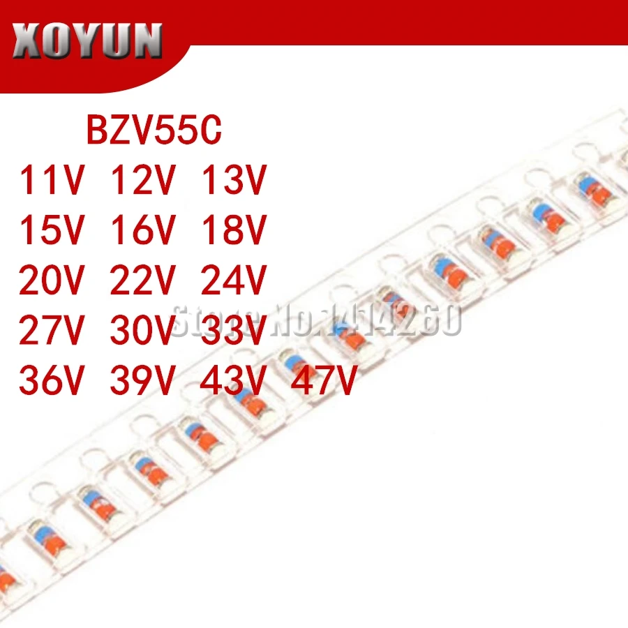 200 шт./лот BZV55C 11 в 12 В 13 15 16 18 20 22 24 27 30 33 36 39 43 47 0 5 Вт стабилитрон диод DO-35 1/2W LL34 ZMM |