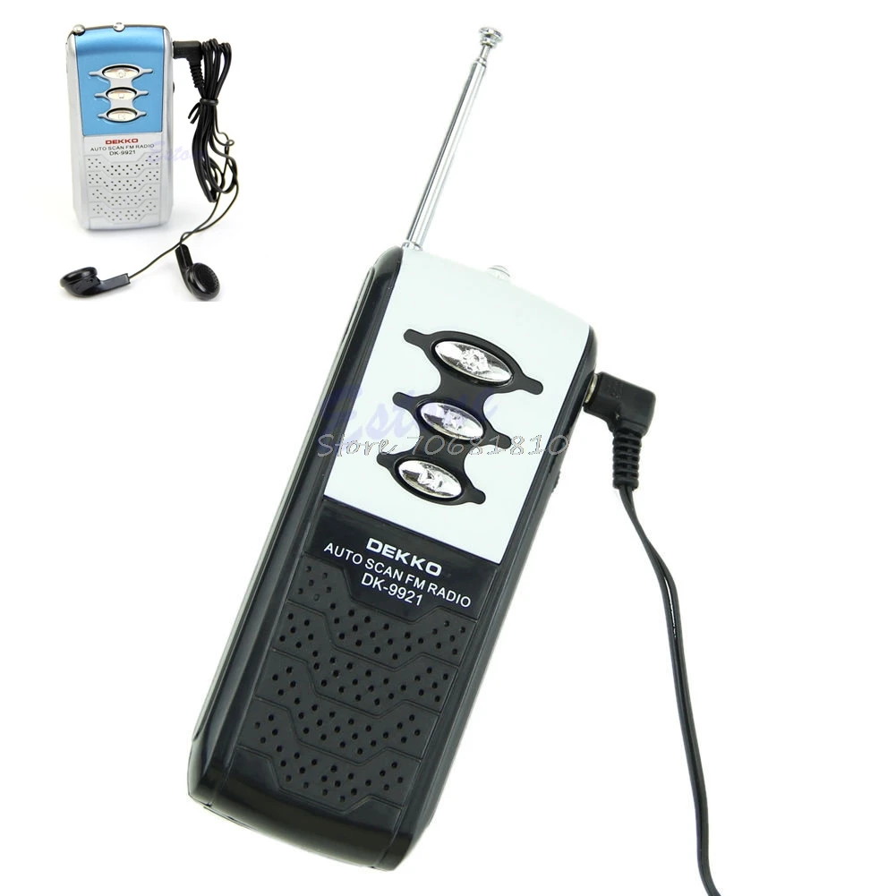 

FM Mini Auto Scan Portable Radio Receiver Belt Clip With Flashlight Earphone Drop Shipping