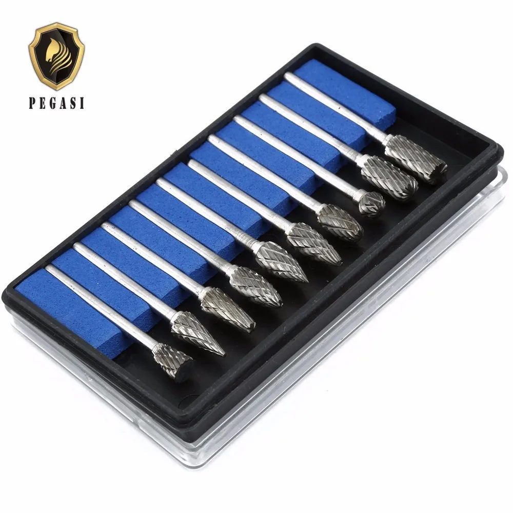 

PEGASI 10Pcs Mini Dremel Accessories Grinder Carving Engraving Drill Bit Set Wood Cutter Rotary Burr Micro Tool Rotary