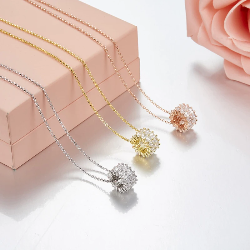 

Fits Necklace Monaco Jewelry Women Jewelry Party Gift Char 925 Sterling Silver Zircon Cylindrical Pendant Fashion Necklacem