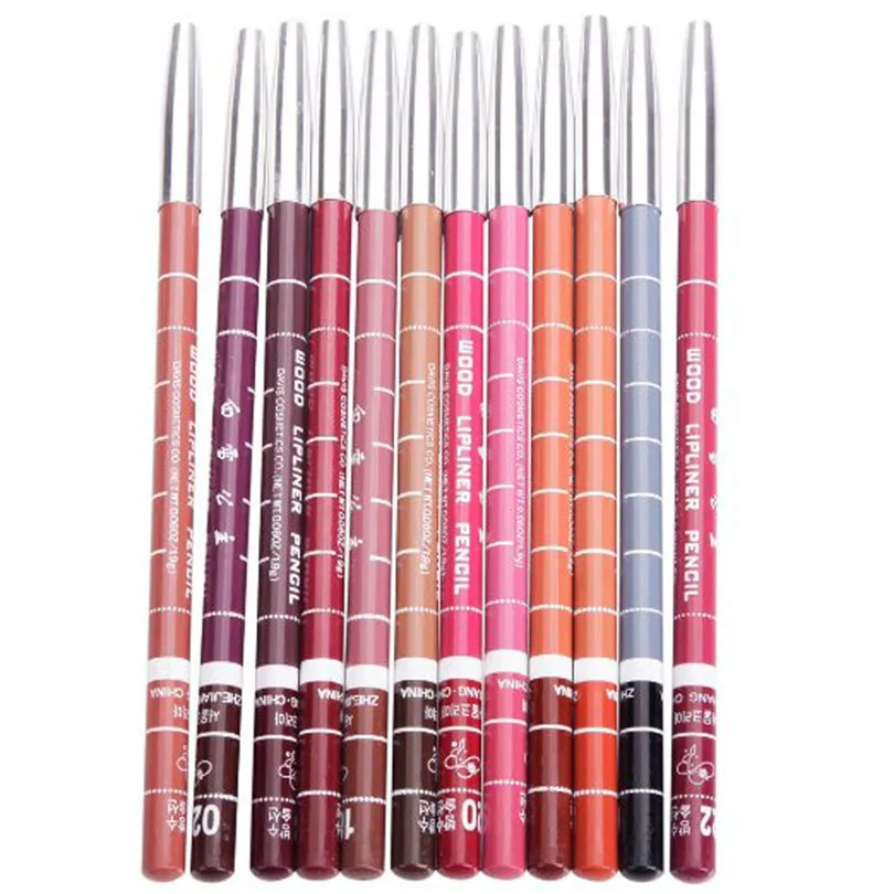 Best Deal 12pcs Professional Lipliner Pen Waterproof Lip Liner Makeup Pencil Set for beauty make up maquiagem dudak kalemi