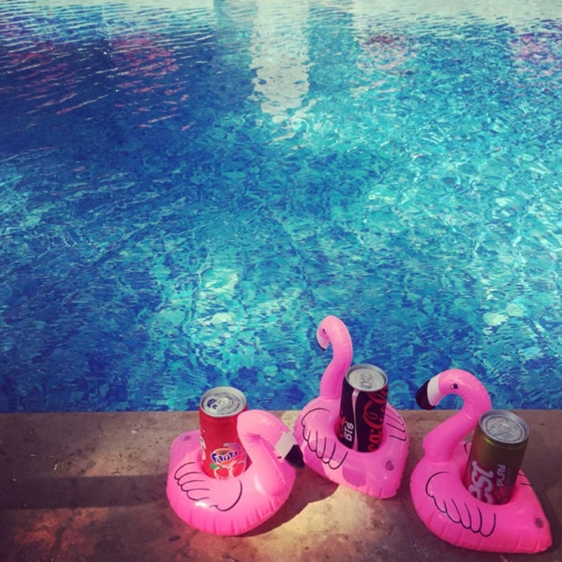 Summer Swimming Pool Floating Inflatable Flamingo Holder Water Drinks Cup Beach Mobile phone Cup Care Floating Row Inflatable Pool Floating Seat Inflatable Pool Float Swimming Pool Floats