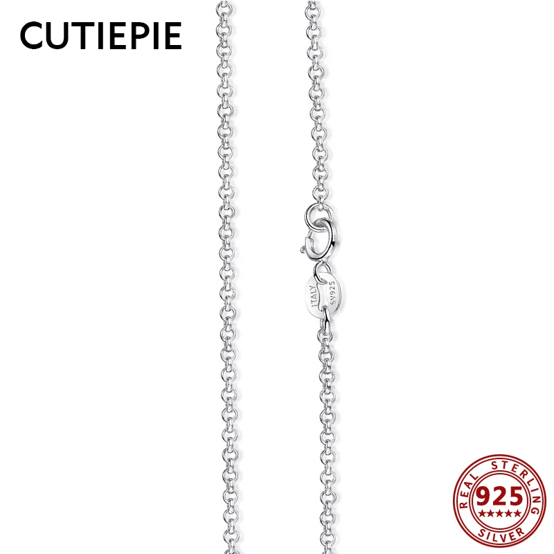 

CUTIEPIE Real 925 Sterling Silver Round Chain Simple Basic Necklaces for Women DIY Link Necklace Wedding Silver Jewelry Gifts