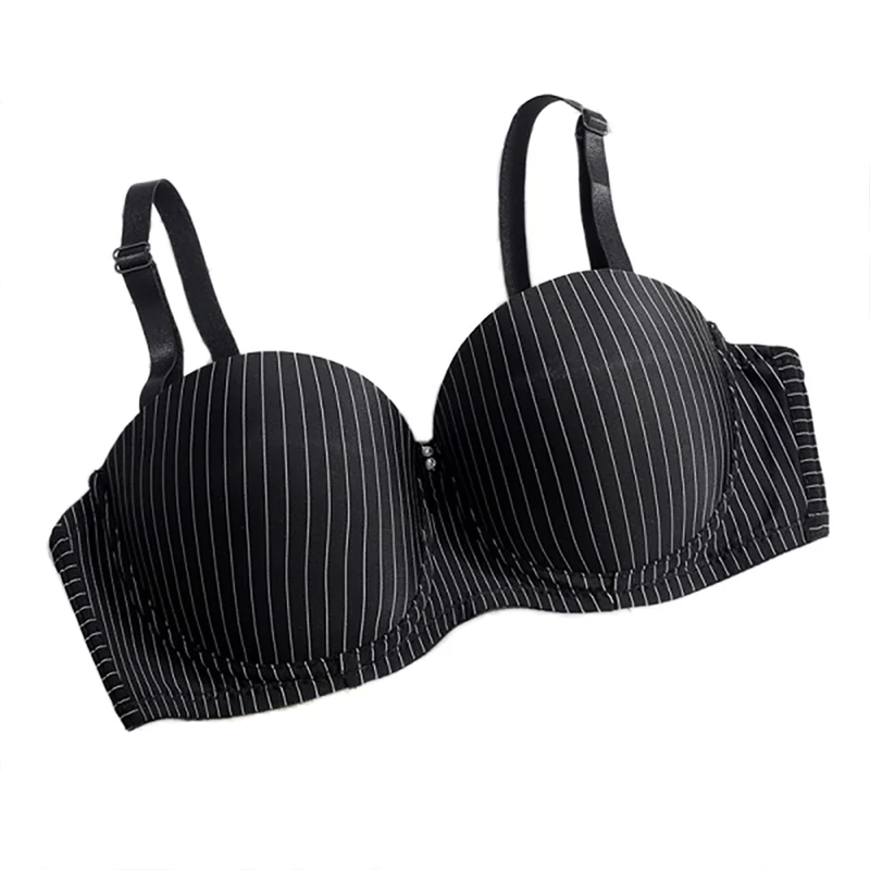 1pc Women Sexy Lingerie Plus Size Thin Cup Stripe Anti-light Breathable Women Underwear Adjustable Push Up Bra Newest