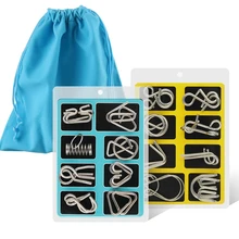 D-FantiX паззл Металическая проволока набор из 16 с сумкой, головоломка тест Disentanglemen Link Пазлы игра волшебный трюк игрушка подарок