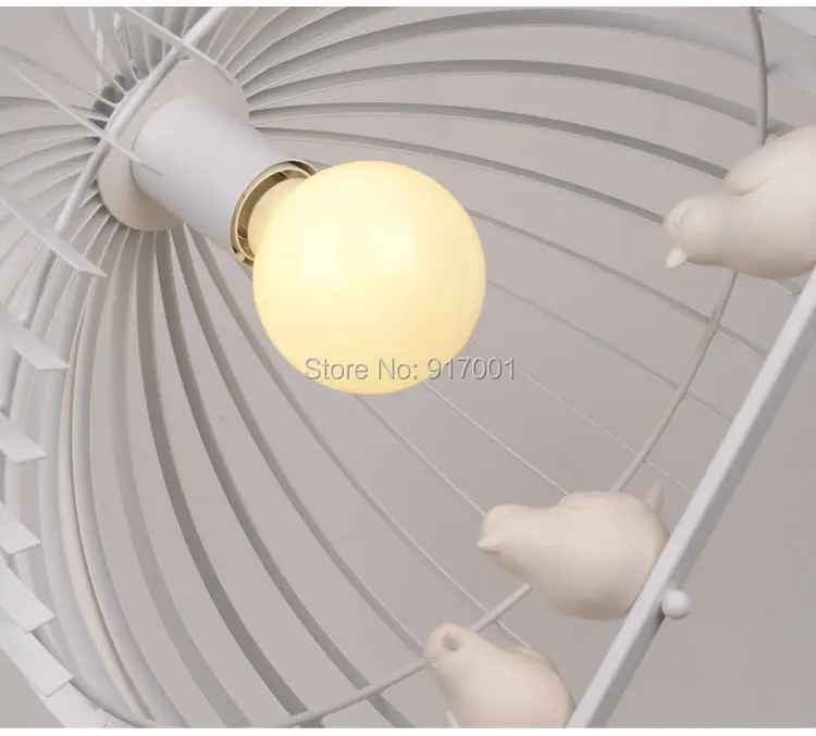 Minimalist  chandelier iron cage resin birds. creative personality Nordic IKEA living room bedroom lamp. black  white for option (10)