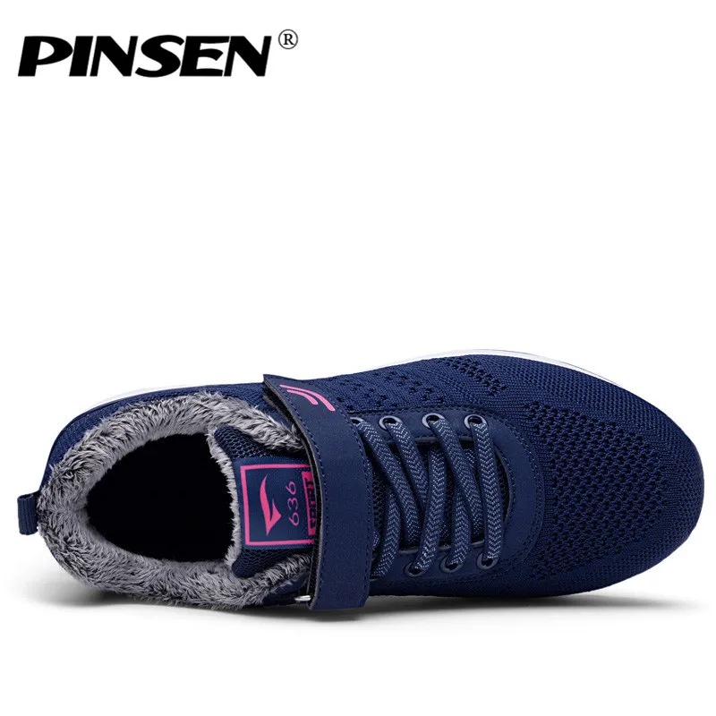 PINSEN/2019 сезон осень зима кроссовки женская повседневная обувь на плоской подошве