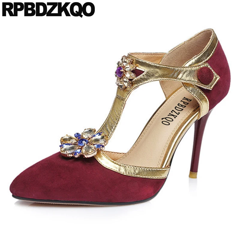 Женские Стразы scarpin jewel замшевые Цветочные женские туфли на высоком каблуке с