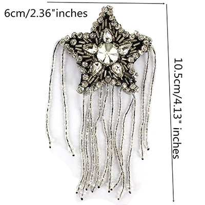 Стразы из бисера звезда ткань с бахромой нашивки Аппликация Украшение Пришивные значки для сумок аксессуары для одежды B122 - Цвет: B