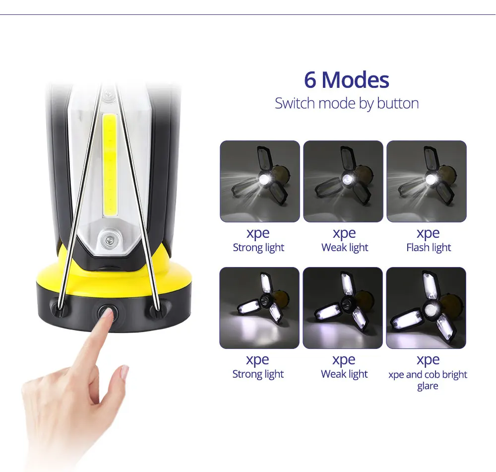 Портативное освещение для кемпинга USB аккумуляторные фонарики наружная портативная лампа 6 режимов многофункциональный для похода палатка Рабочая лампа