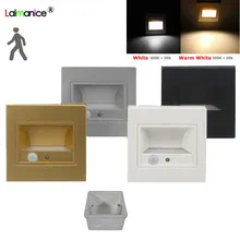 10 шт./лот 1,5 W утопленный светодиодный лестницы лампа для помещений+ движения PIR Сенсор светодиодный ступеньки лестницы Настенные лапки лампа с 86 нижний тип коробки