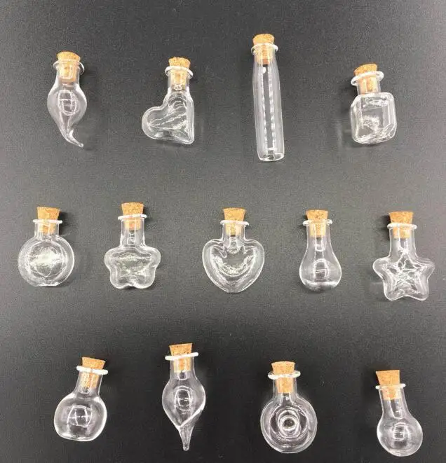 tiny bottle cork 2 ml apothecary bottle Short mini glass bottles mothers day crafts jewelry making bottles small vial 4 pack DIY