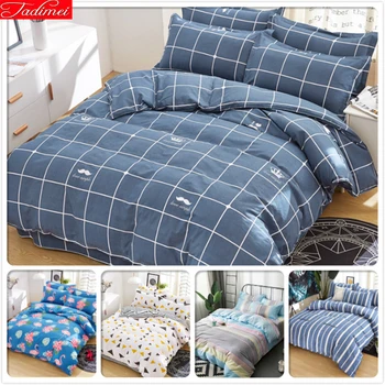 

King Queen Twin Full Single Size Duvet Cover Student Kids Soft Cotton 3/4 pcs Bedding Set Consice Blue 1.5m 1.8m 2m 2.2m 220x240