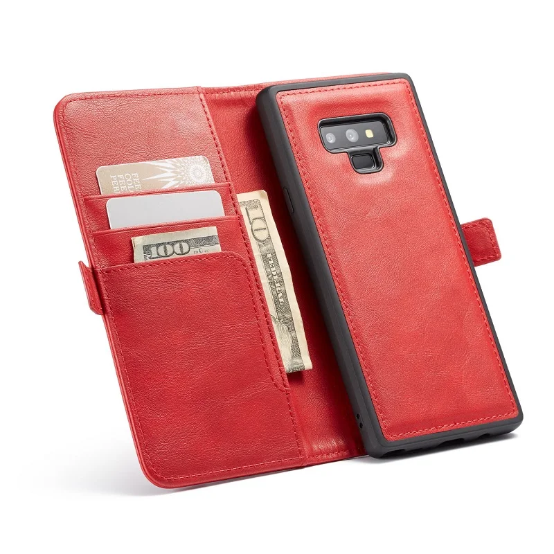 Red Роскошный Съемный кожаный чехол для samsung Galaxy Note 9, Винтажный чехол-кошелек для samsung S9 Plus, S8 Plus, S8, S9, флип-чехол EEMIA - Цвет: Red