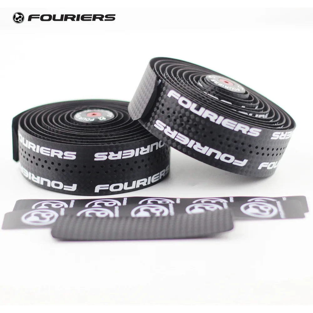 

Fouriers PU Road Bike Drop Handlebar Tape Wraps 700c Fixed Gear Handle bar Tapes Belt With Holes Carbon Black