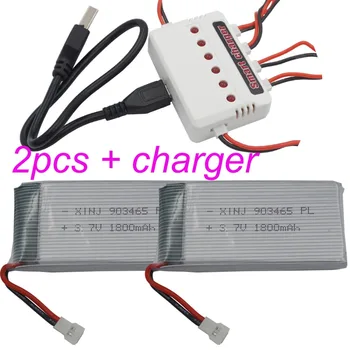 

XINJ 2pcs+charger 3.7V 1800 mAh 25C 903465 Polymer Li battery XH2.54 plug for YX693-1 YX709-1 JJRC A6 RC Quadcopter Helicopter