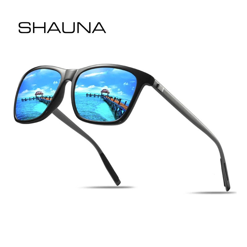 

SHAUNA Aluminum Magnesium Polarized Sunglasses Men Retro Driving Glasses Square Women
