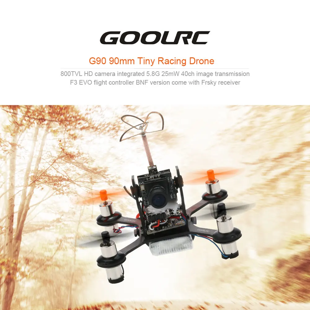 

GOOLRC Original G90 90mm FPV Indoor Micro Drone 800TVL Camera Flysky Receiver F3EVO Brushed Flight Controller BNF RC Aircraft