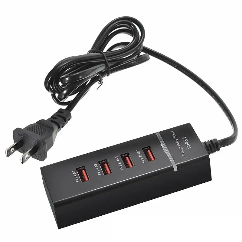 Высокое качество ЕС США Plug ABS 4 порта USB 2.4A быстрое зарядное устройство для samsung для iphone для Xiaomi для huawei мобильного телефона