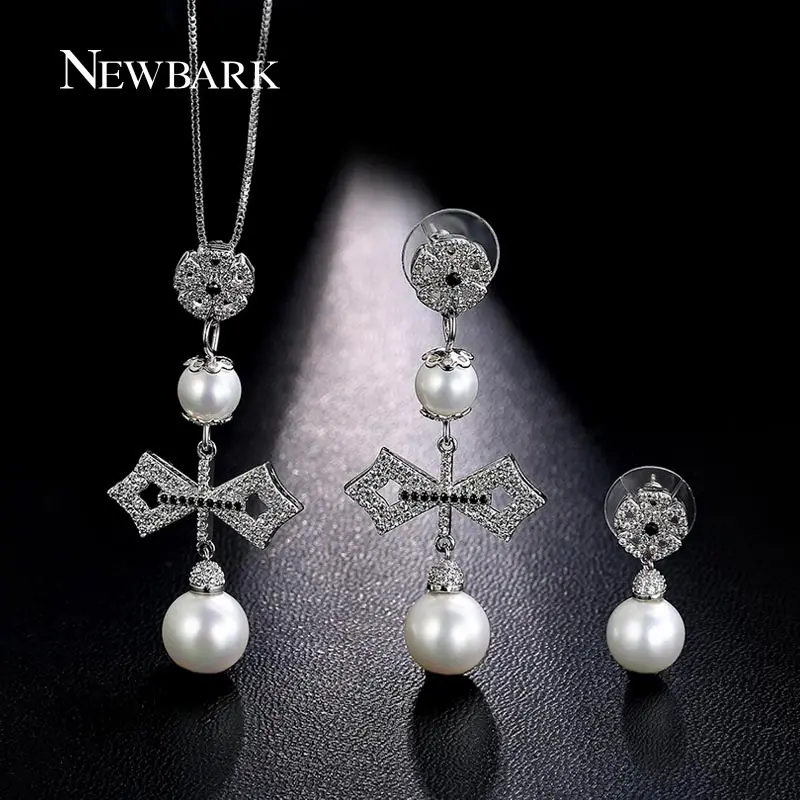 font b NEWBARK b font White Gold Plated Jewelry Sets font b Necklace b font
