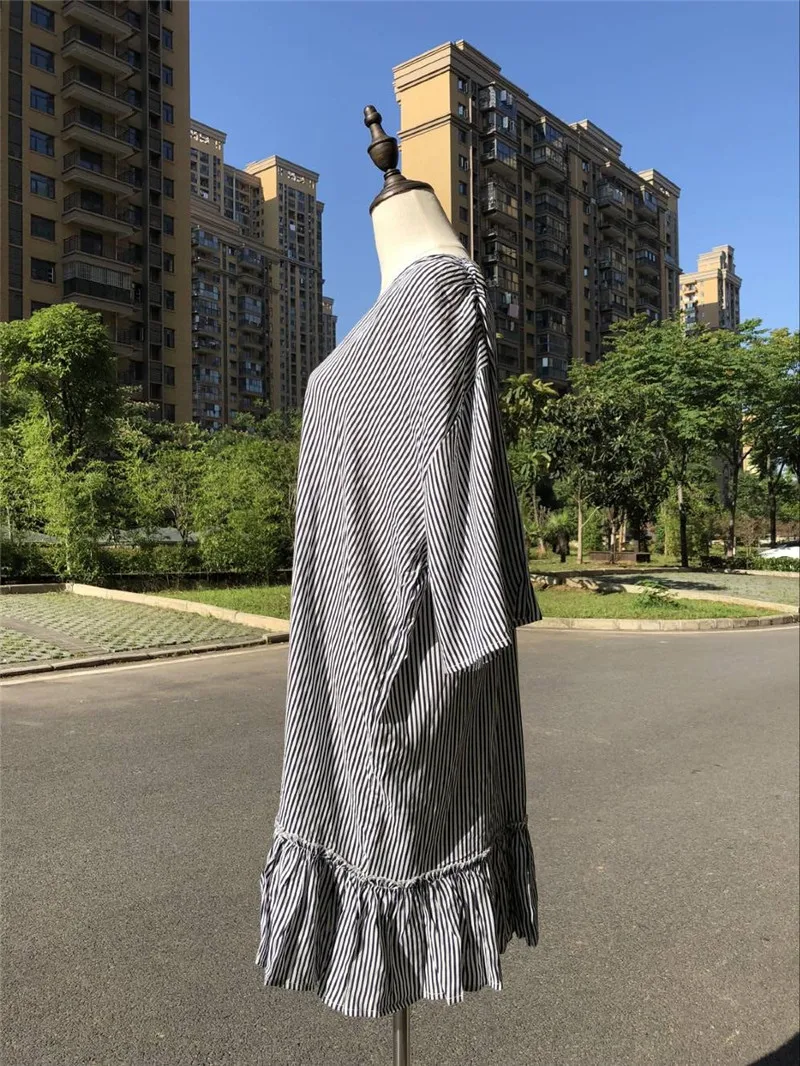 Robe de Plage Полосатое длинное пляжное платье купальный костюм платье пляжный кафтан саронг Женская одежда для плавания купальный костюм накидка туники# Q517