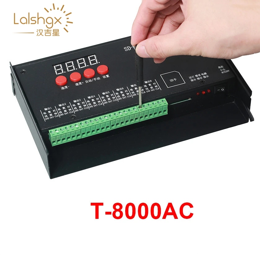 Высокое качество T8000 AC110-240V SD карты пикселей контроллер для WS2801 WS2811 LPD8806 Макс 8192 пикселей