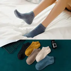 3 пар/лот повседневное для женщин хлопок укороченные носки тапки демисезонный дышащие Женские однотонные цвет Мелкий рот невидимые носки