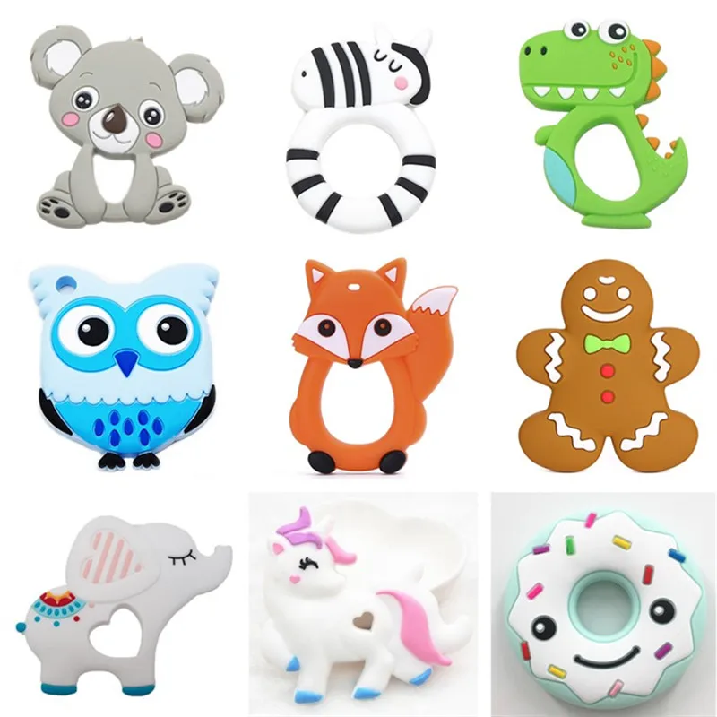 

Chenkai 10PCS Silicone Koala Elephant Unicorn Dinosaur Teether DIY Baby Pacifier Dummy Teething Nursing Jewelry Toy Gift