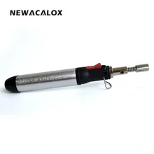 NEWACALOX Adjustable Thermostat Flame Butane Gas Soldering Iron 12ml Pen Welding Torch Tool 1300 Degrees Hand Heat Gun Cordless
