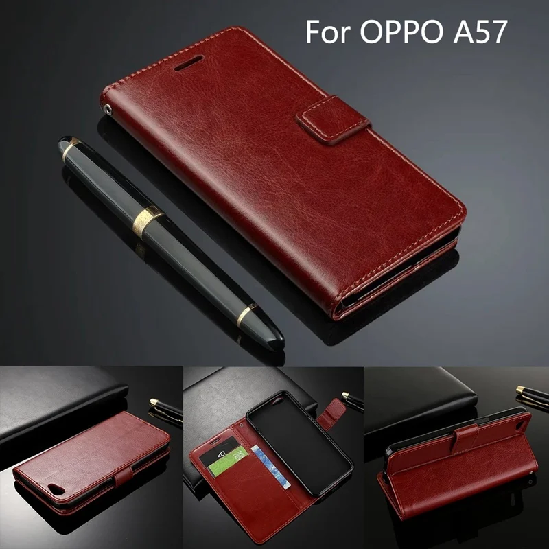 

Mobile Cover Phone Case For OPPO A57 Flip Cover Case Leather Wallet Ultra Thin Fundas Card Holder Capa Retro Holster Luxury