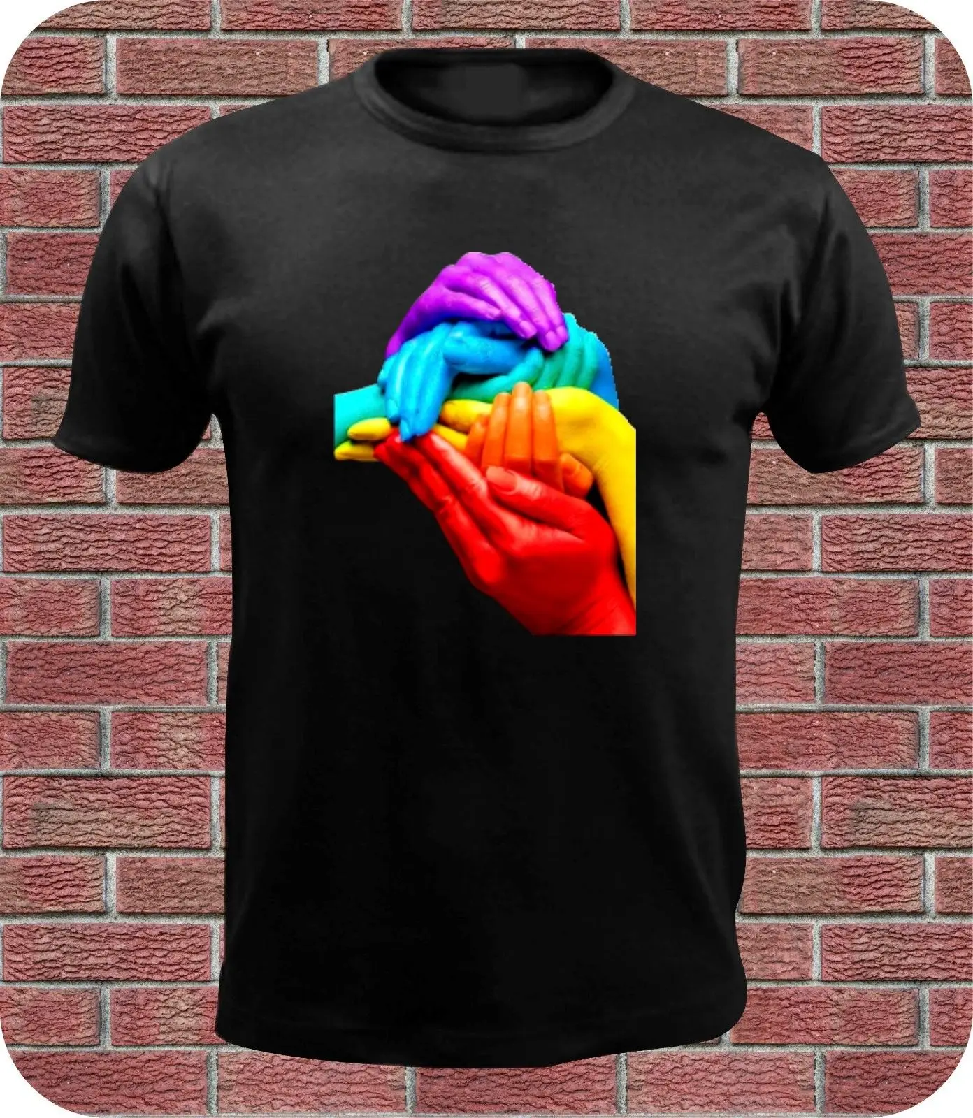 Гей London Soho Радуга Hand Connection Для женщин мужчин футболка майка 3XL Прохладный
