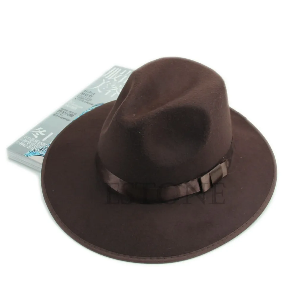 Новая Винтажная Мода унисекс воздуходувка джаз шляпа Трилби котелок Ретро Fedora стиль шляпы черный коричневый