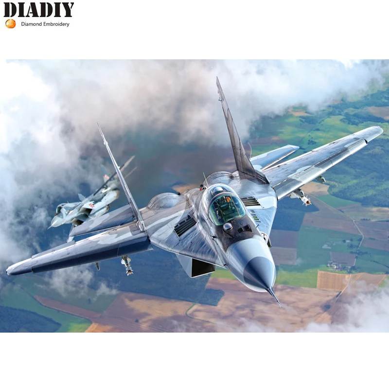 

Full round drill 5D DIY Diamond embroidery Fighter MIG 29 Diamond Painting Cross Stitch Rhinestone Mosaic decoration
