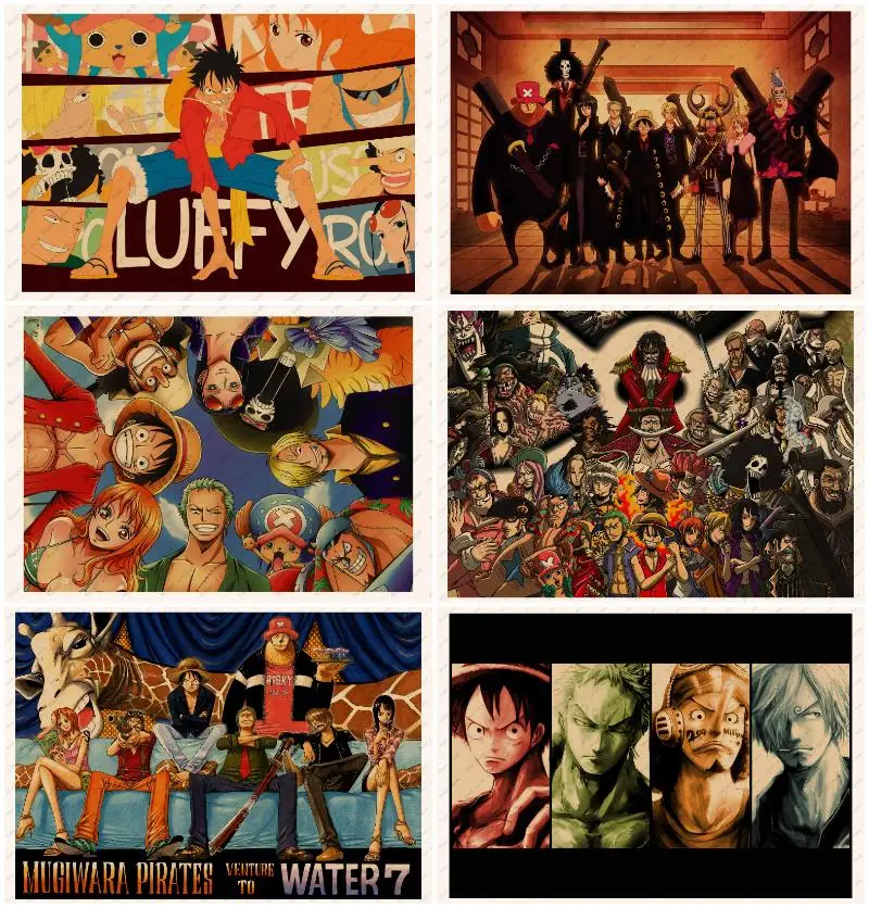 

ONE PIECE Monkey D. Luffy Roronoa Zoro Nami Sanji Japanese Anime Poster Wall Stickers Kraft Poster retro poster Part.2
