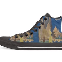 Новинка; дизайнерская парусиновая обувь с высоким берцем; повседневная обувь на плоской подошве; Прямая