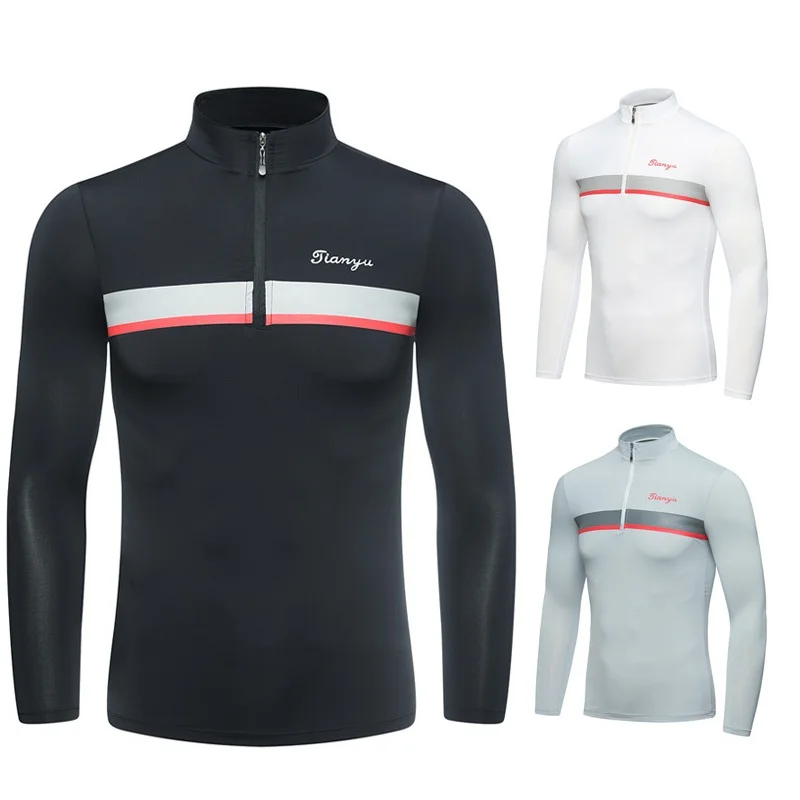 

Outdoor Mens Summer Golf Shirt Long Sleeve Zipper Neck Underwear Golf Shirt Sunscreen Uv Ice T-Shirts Golf Clothing D0657