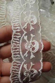 

Wholesale Lot Ivory skull Embroider lace trim diy sewing hair accesosy dress 4cm 1.6inch