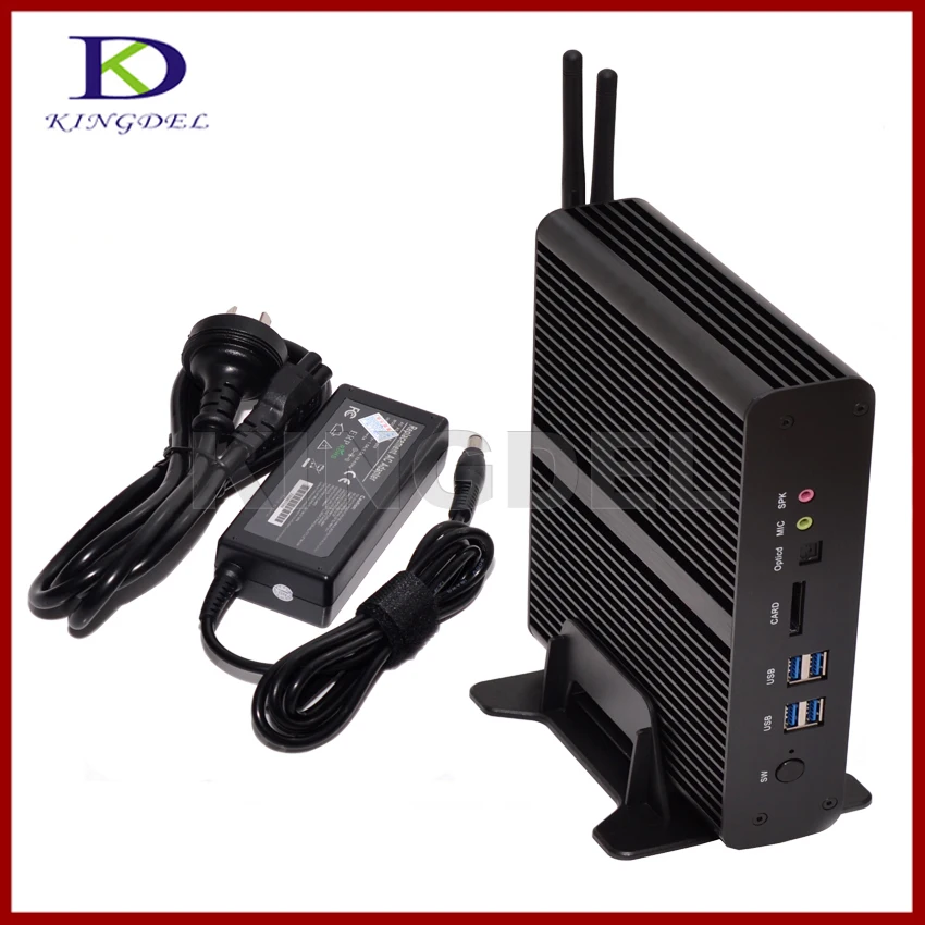 US $521.00 Kingdel Fanless Mini Desktop Computer Intel Haswell CPU 4th Generationi74500U8GB RAM256GB SSD2HDMI2LAN4USB30Win10
