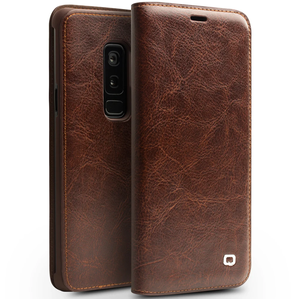 Чехол для телефона QIALINO из натуральной кожи Samsung Galaxy S9 Ультратонкий чехол книжка с