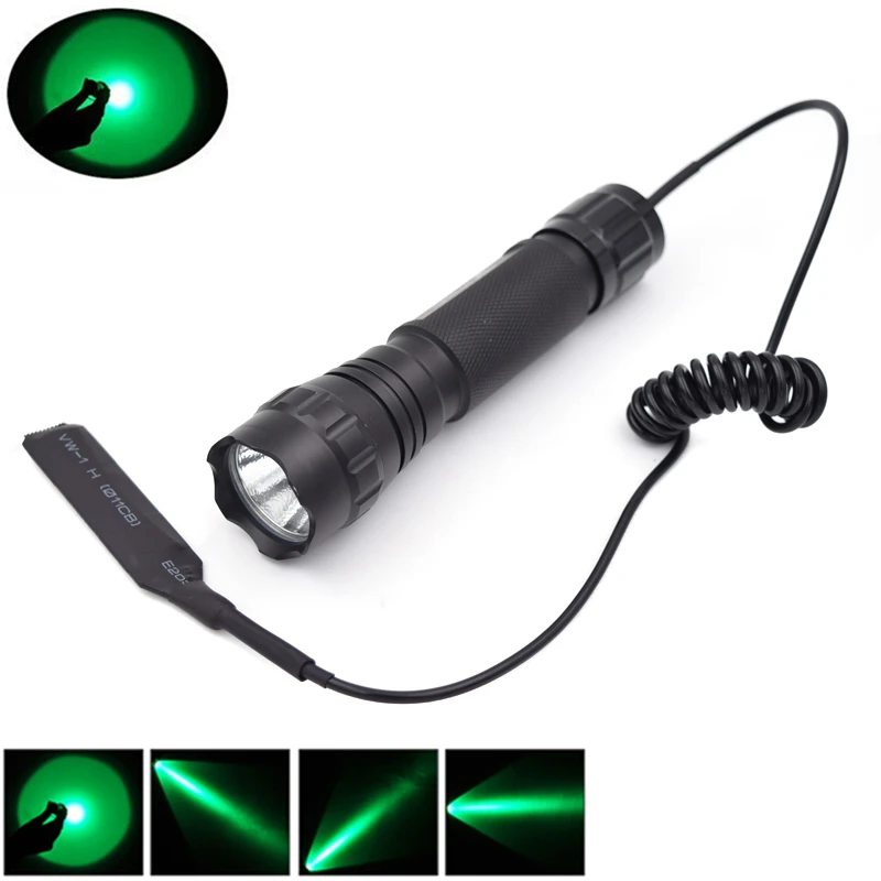 

1 Mode LED Flashlight Lanterna LED Green Light Mini Torch Flash Light for Hunting lampe torche led + Remote Pressure Switch
