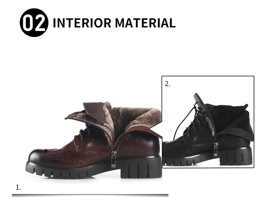 LIDIAN/женские ботинки с шерстью внутри; цвет коричневый; зимние женские мотоциклетные ботильоны martin из натуральной кожи; обувь на среднем каблуке со шнуровкой; B13