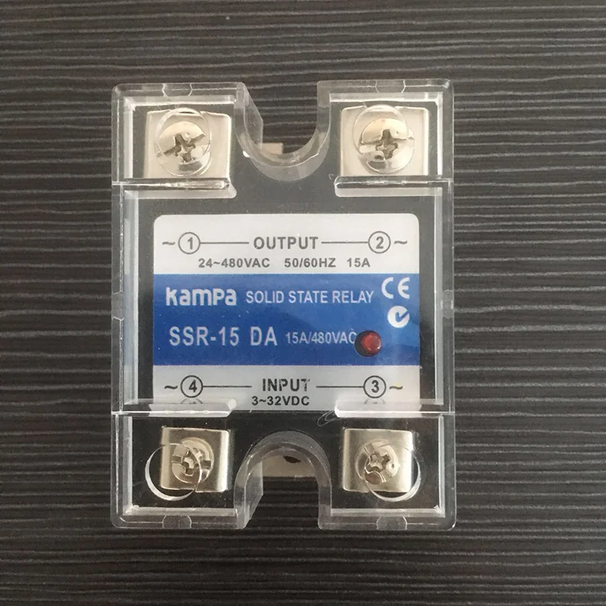 

Single Phase SSR-15DA 15A DC to AC Solid State Relay Input 3-32VDC Control Output 24-480VAC Black Solid State Relay(SSR-DA)