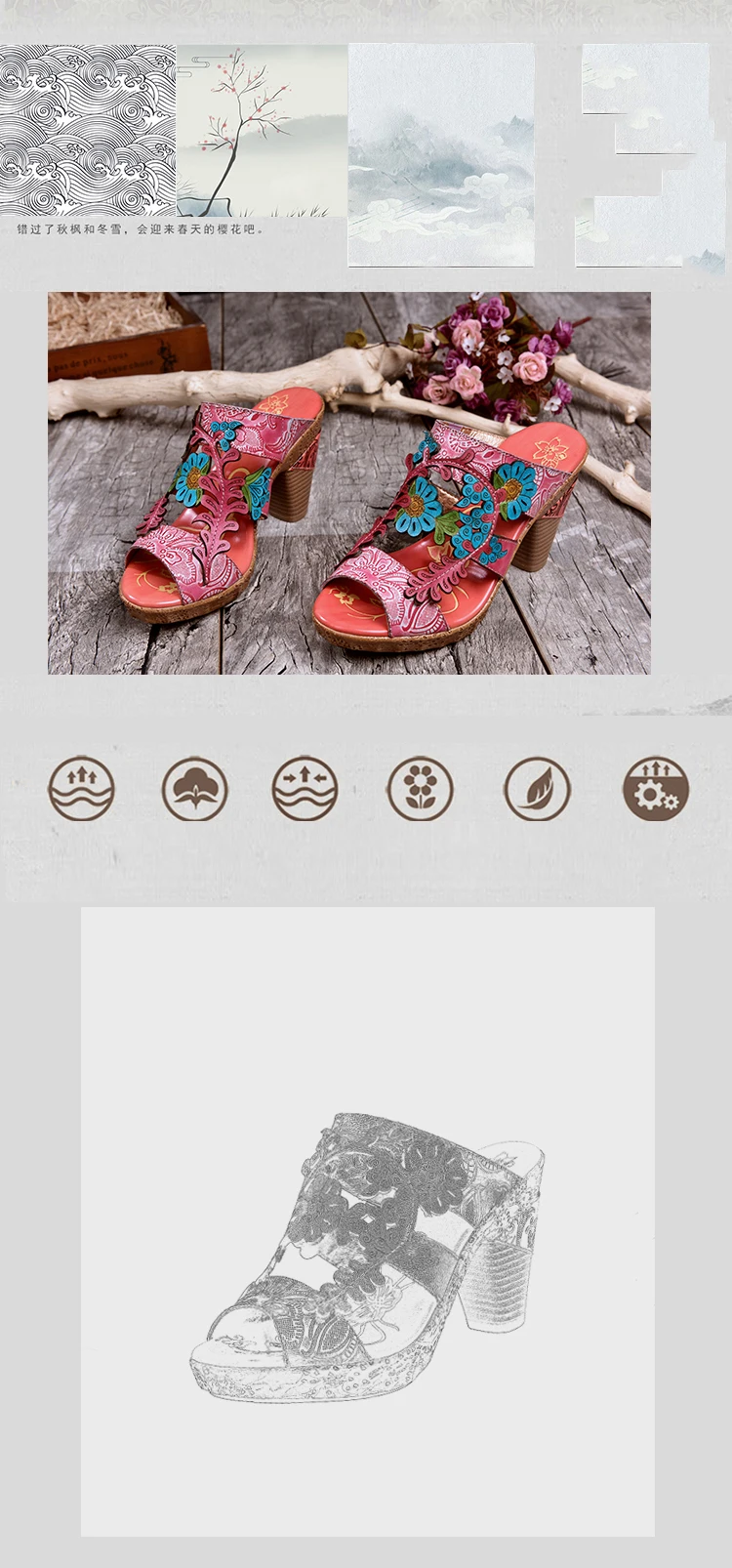 VALLU/ г.; женская обувь на высоком каблуке; женские уличные тапочки ручной работы из натуральной кожи с открытым носком в винтажном стиле с цветами