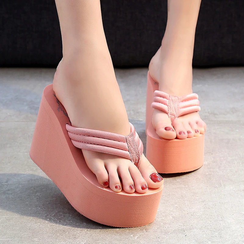 Women Beach Flip Flops Soft EVA Slippers Summer Platform Shoes Woman Super High Heels Female Fashion Slides Wedges Sandals - Image 2