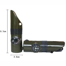 7 в 1 Многофункциональный Военный набор для выживания кемпинга увеличительное стекло сигнальное зеркало свисток с компасом и термометром светодиодный светильник