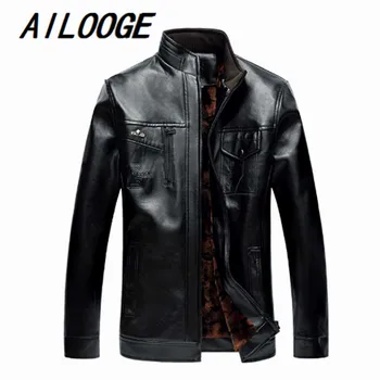

2016 New Arrival Winter Thick Leather Garment Casual Leather Jacket Men's Clothing Leather Jacket Men As Gift For Father 4XL 5XL